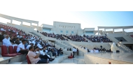 People attend the lecture by scholar Ismail Menk at Cultural Village Foundation, Katara.  