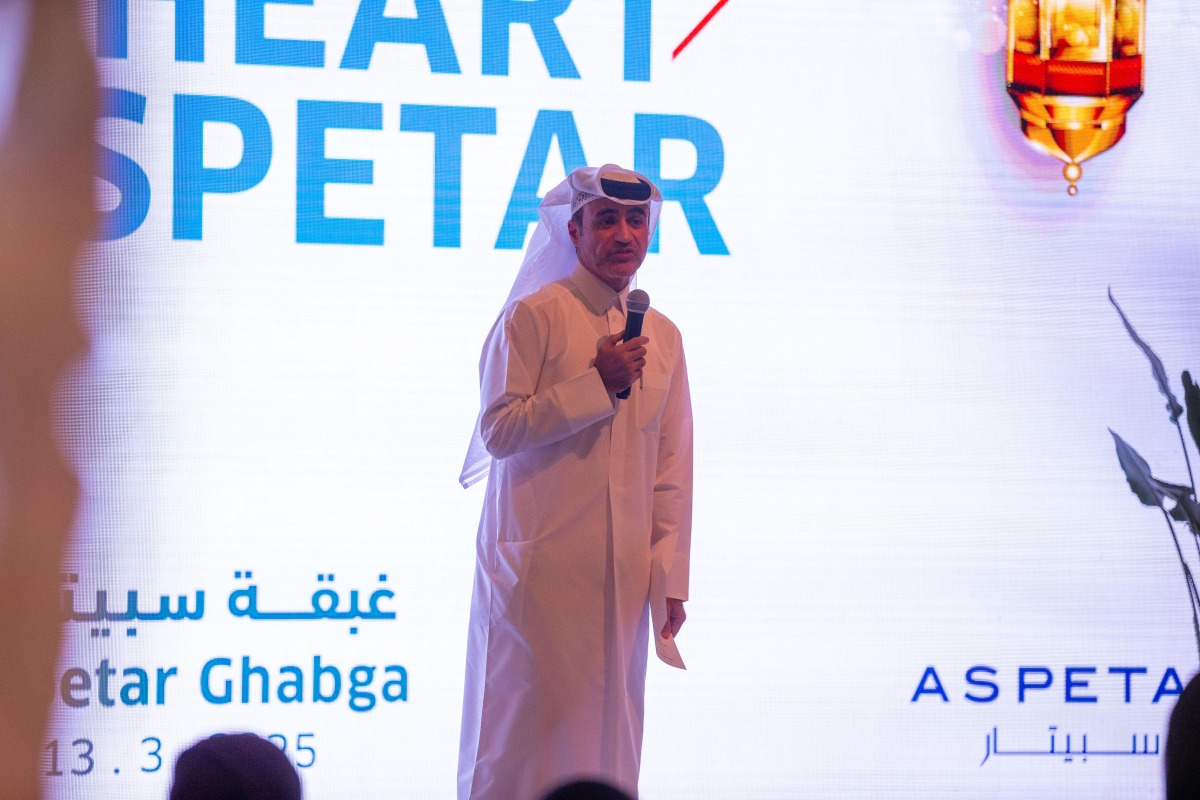 An Aspetar official speaking during the Ghabga event. 