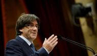 Catalonia's President Carles Puigdemont gestures during a confidence vote session at Catalan Parliament in Barcelona, Spain, September 28, 2016. REUTERS/Albert Gea