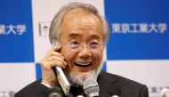 Yoshinori Ohsumi, a professor of Tokyo Institute of Technology, attends a news conference after he won the Nobel medicine prize at Tokyo Institute of Technology in Tokyo, Japan, October 3, 2016. (Reuters/Kim Kyung-Hoon)