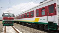 A picture shows trains of the Addis Ababa / Djibouti train line in Addis Ababa on September 24, 2016.  / AFP / Zacharias ABUBEKER