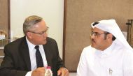 Abdullah Ahmed Al Mansoori (right), Director of QCF, and Phil Harrington, President and CEO of Kuder Inc, during the career counsellors follow-up meeting.