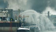 Firefighters try to extinguish fire at the factory of chemicals giant BASF in Ludwigshafen, Germany where several people had been injured following an explosion, October 17, 2016. REUTERS/Ralph Orlowski
