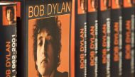 Books of the 2016 Literature Nobel Price winner US Bob Dylan at the booth of publisher Hoffman und Campe at the Frankfurt Book Fair. AFP / AMELIE QUERFURTH
