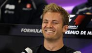 Nico Rosberg of Germany and Mercedes GP talks in the Drivers Press Conference during previews to the Formula One Grand Prix of Mexico at Autodromo Hermanos Rodriguez on October 27, 2016 in Mexico City, Mexico. (Mark Thompson/Getty Images/AFP)