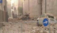 This handout TV grab released by Italian broadcast Sky Tg24 shows destroyed cars under rubbles after an 6.6 magnitude earthquake on October 30, 2016 in Norcia. AFP