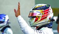 Lewis Hamilton of Britain waves to Formula One fans in Mexico City.