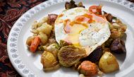 Roasted Vegetable Hash and Eggs (Photo by Deb Lindsey for The Washington Post)