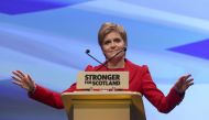 Scotland First Minister Nicola Sturgeon delivers her speech during the Scottish National Party's SNP Spring Conference in Glasgow, Scotland, March 12, 2016. REUTERS / Russell Cheyne