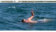 British swimmer Ben Hooper swims during a training session off the Bel Air beach, Dakar, Oct. 28, 2016. (AFP Photo)