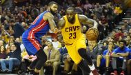 Cleveland Cavaliers forward LeBron James (23) drives on Detroit Pistons forward Marcus Morris (13) during the second half at Quicken Loans Arena. The Cavs won 104-81.