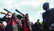 People attend the official ceremony following the death of Nana Afia Kobi Serwaa Ampem II, the 13th queen mother of the Asante Kingdom (Asantehemaa), in Kumasi.