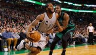 San Antonio Spurs forward Kawhi Leonard (2) drives past Boston Celtics forward Jae Crowder (99) during the second half of the San Antonio Spurs 109-103 win over the Boston Celtics at TD Garden. Credit: Winslow Townson
