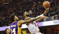 Cleveland Cavaliers forward LeBron James (23) drives to the basket against Los Angeles Lakers forward Brandon Ingram (14) during the second half at Quicken Loans Arena. Ken Blaze/USA TODAY Sports