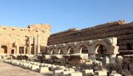 A partial view shows a part of the ancient Roman city of Leptis Magna in al-Khums, 130 kms east of the Libyan capital Tripoli, on December 18, 2016. AFP / MAHMUD TURKIA