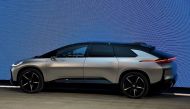 Faraday Future's FF 91 prototype electric crossover vehicle is unveiled during a press event for CES 2017 at The Pavilions at Las Vegas Market on January 3, 2017 in Las Vegas, Nevada. Ethan Miller/Getty Images/AFP