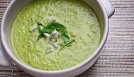 Lettuce and Gorgonzola Soup With Basil. (Photo for The Washington Post by Deb Lindsey)