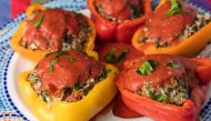 Turkey and Quinoa Stuffed Peppers (Photo by Goran Kosanovic for The Washington Post)