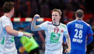 Norway's left wing Magnus Jondal celebrates a goal during the 25th IHF Men's World Championship 2017 semi-final handball match Croatia vs Norway on January 27, 2017 at the Accorhotels Arena in Paris. / AFP / THOMAS SAMSON
