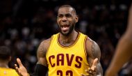 Cleveland Cavaliers forward LeBron James (23) argues a call during the first quarter against the Minnesota Timberwolves at Target Center. Brace Hemmelgarn
