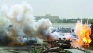 Emirati Armed Forces show their skills during a military show at the opening ceremony of the International Defence Exhibition and Conference (IDEX) in Abu Dhabi, United Arab Emirates