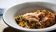 Harissa Pearl Couscous With Swiss Chard (Photo by Deb Lindsey for The Washington Post)