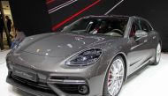 Porsche Panamera Turbo Spor Turismo is on display during the 87th Geneva International Motor Show at Palexpo Exhibition Centre in Geneva, Switzerland on March 07, 2017. The show opens to the public on March 9 to 19. (Fatih Erel - Anadolu Agency)