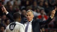 Head coach Mike D'Antoni of the Houston Rockets complains to referee James Williams #60 during a game against the Chicago Bulls at the United Center on March 10, 2017 in Chicago, Illinois. Jonathan Daniel/AFP
