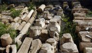 (FILES) This file photo taken on March 2, 2017 shows ancient stones at an archaeological site on Algiers' Martyrs Square after part of the square went under excavation for construction of the Metro. AFP / STRINGER
