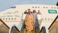 The Custodian of the Two Holy Mosques King Salman bin Abdulaziz Al Saud (L) is being welcomed by Yang Jiechi (not seen), State Councilor of the People's Republic of China (not seen) with an official welcoming ceremony at the airport in Beijing, China on M