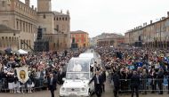 Pope Francis arrives to celebrate a Holy Mass in Carpi, Italy, April 2, 2017. REUTERS/Alessandro Garofalo