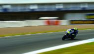 Movistar Yamaha MotoGP's Italian rider Valentino Rossi in action during the MotoGP second free practice session of the Spanish Red Bull Grand Prix at Jerez de la Frontera race track. 