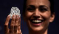 A model shows off the 1109 carat 