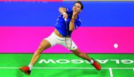 France’s Brice Leverdez in action during his match against Malaysia’s Lee Chong Wei during their Badminton World Championship match in Glasgow, Britain on Tuesday. Leverdez pulled off the first shock of the Worlds by defeating men’s second seed Chong Wei 