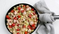 Lemon-Tarragon Salmon and White Bean Skillet. (Photo by Deb Lindsey for The Washington Post)