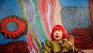 Japanese avant-garde artist Yayoi Kusama speaks to journalists at her studio in Tokyo, Japan September 26, 2017. Reuters/Toru Hanai
