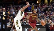 Cleveland Cavaliers forward LeBron James (23) drives against Indiana Pacers guard Darren Collison (2) in the fourth quarter at Quicken Loans Arena. David Richard
