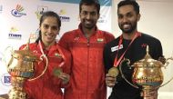 Saina Nehwal  and H S Prannoy with coach  Pullela Gopichand