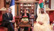 Prime Minister and Vice-President of the United Arab Emirates and Ruler of Dubai Sheikh Mohammed bin Rashid al-Maktoum meets with French President Emmanuel Macron in Dubai, United Arab Emirates, November 9, 2017. Dubai Media Office/ Reuters