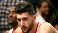 Jusuf Nurkic #27 of the Portland Trail Blazers reacts from the bench in the second quarter against the Brooklyn Nets at Barclays Center on November 24, 2017 in the Brooklyn borough of New York City. Abbie ParrAFP
