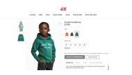 A photo on the company's online website of a black boy wearing a green hoodie with the inscription 