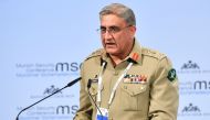 Pakistan's Chief of Army Staff Qamar Javed Bajwa gives his speech on day two of the 54th Munich Security Conference (MSC) in Munich, southern Germany, on February 17, 2018. AFP / THOMAS KIENZLE