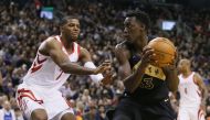 Toronto Raptors forward Pascal Siakam (43) drives against Houston Rockets guard Joe Johnson (7) at the Air Canada Centre. Toronto defeated Houston 108-105. John E. Sokolowski
