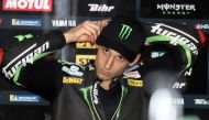 Monster Yamaha's French driver Johann Zarco speaks during a press conference following the MOTO GB qualifiers at the Losail International Circuit in Doha on March 17, 2018. (AFP / KARIM JAAFAR)