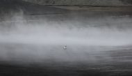 A penguin walks through the geothermal fog on Deception Island, which is the caldera of an active volcano in Antarctica, February 17, 2018. Reuters/Alexandre Meneghini 