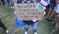 Sophie Phillips holds a sign as she attends a rally for those heading to the March for Our Lives event in Washington D.C. on March 20, 2018 in Parkland, Florida. The rally was held in the name of the 17 students and school staff killed on Valentines Day a