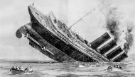 Sinking of the Lusitania. Engraving by Norman Wilkinson, The Illustrated London News, May 15, 1915. P. 631. (Wikimedia Commons)