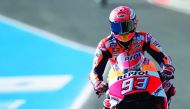 Repsol Honda Team's Spanish rider Marc Marquez rides during the first MotoGP free practice session of the Spanish Grand Prix at the Jerez racetrack in Jerez de la Frontera on May 4, 2018. AFP / Javier Soriano