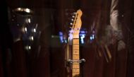 A Bob Dylan/Robbie Robertson 1965 Fender Telecaster guitar is displayed along with other items during a media preview May 14, 2018 in New York. AFP / Don EMMERT