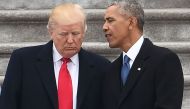 Barack Obama speaks to Donald Trump after inauguration ceremonies at the US Capitol on January 20, 2017 in Washington (AFP / Robyn Beck)